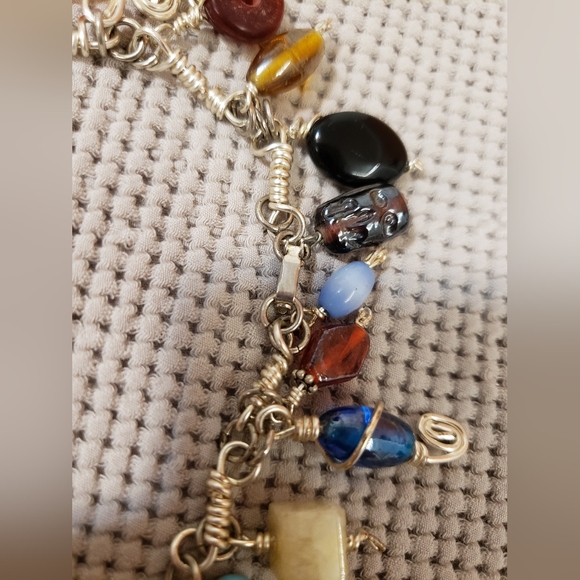 (Bundle) Gem Beaded Chocker, African Trade Necklace & Gem Glass Charm Bracelet - Picture 10 of 10